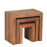 Stacking Wooden Set of 3 Side Table Coffee Table Set End Table Set