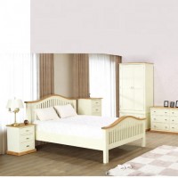 Vietnam Factory Cheap Furniture Solid Pine Oak White Modern Bed Frame Wood