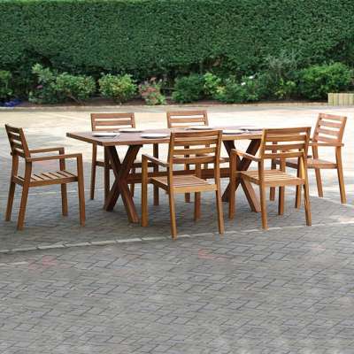 WD-O1005 outdoor wood furniture leisure solid wood dining table and chair