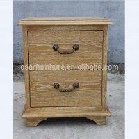 Retro French Style Furniture Distreseed Solid Oak Wood Vintage End Table