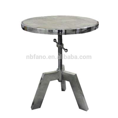 FN-6723 metal frame industrial recycled round wood coffee table