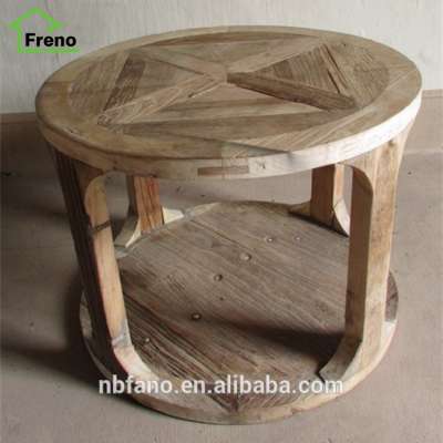 FN-1521 Chinese Antique Reproduction Furniture Vintage Small Wooden Round Coffee Table