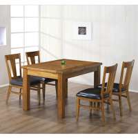 Low moq oak wooden leather furniture kitchen dining table and chair