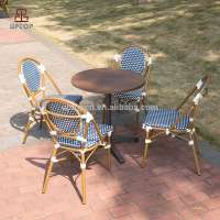 (SP-OC428) French bistro outdoor furniture bamboo furniture look armrest rattan wicker chair sets